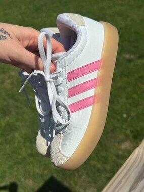 Adidas VL Court Kids 1Y White Pink Gum Retro Y2K Streetwear 3312